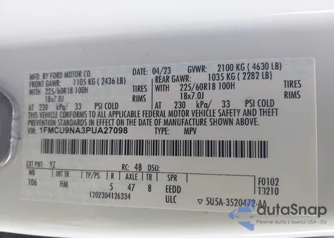 2023 Ford Escape St-Line Select from USA, damaged, VIN 1FMCU9NA3PUA27098